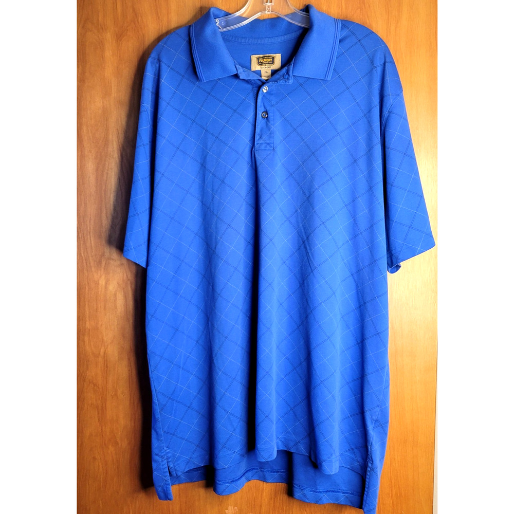 Foundry Supply Co Men’s 2XL Royal Blue Argyle Golf Polo Shirt Quick Dry